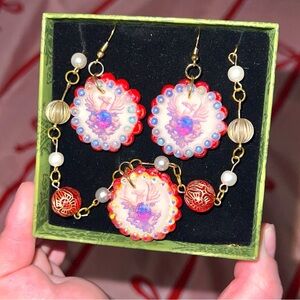 Elegant Red and Gold Jewelry Set